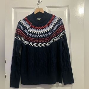 Style &Co.-crew neck sweater,navy & multi-color pattern